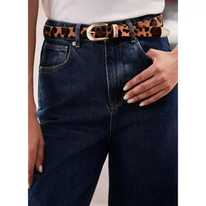 Mint Velvet Leopard Textured Buckle Belt
